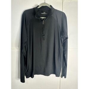 Cinch Mens Black Pullover Long Sleeve 1/4 Zip Athletic Shirt Large